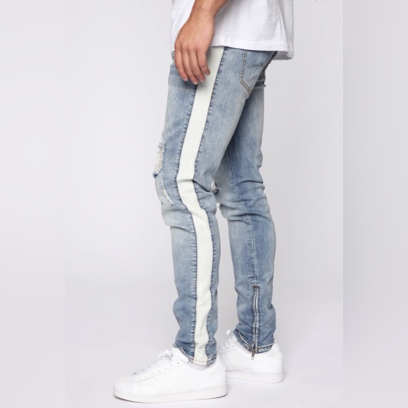 Nova Men, Teek Racing Stripe Skinny Jeans - Picture 4 of 9